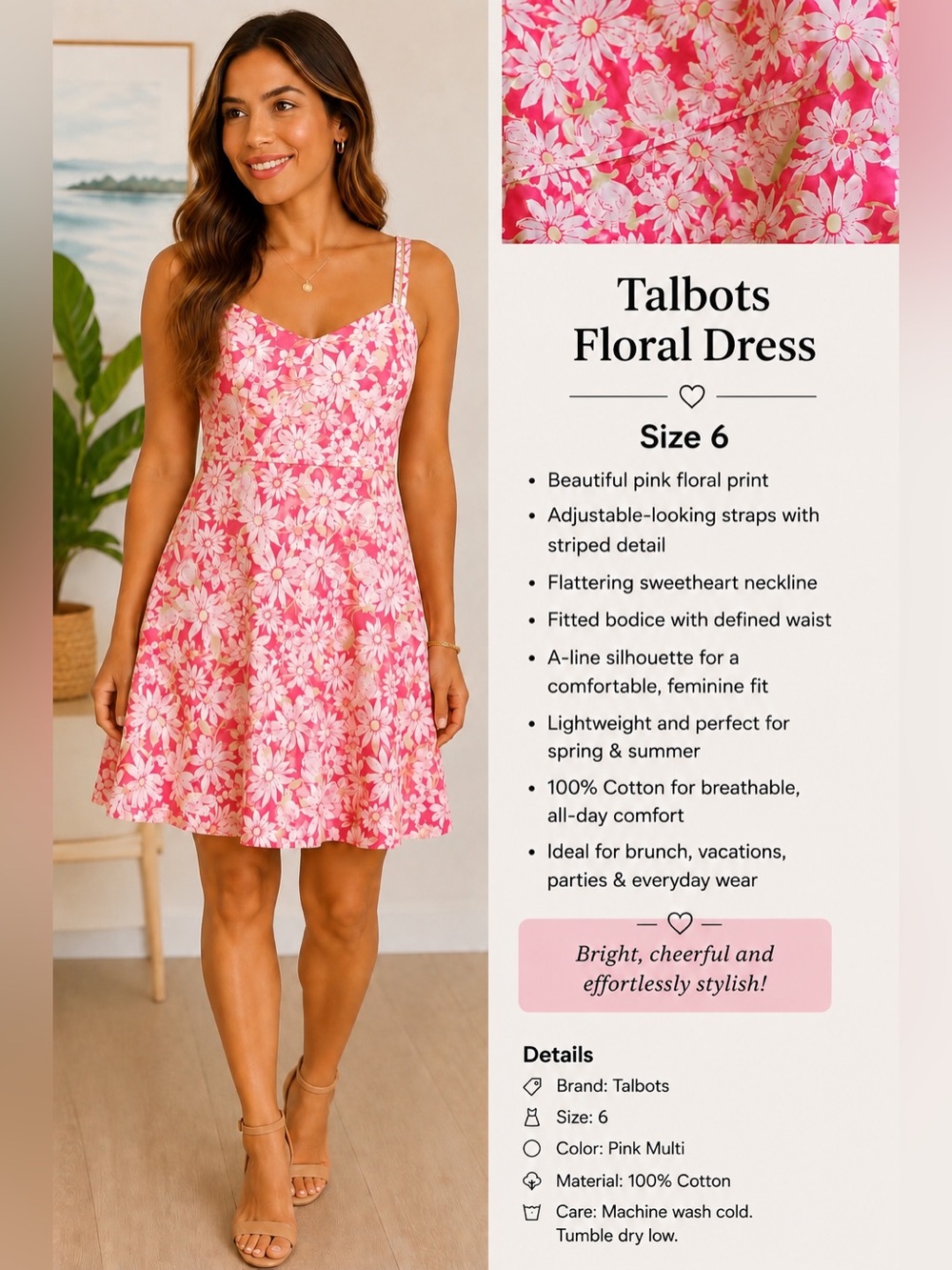 Talbots Red Floral Sweetheart Mini Dress